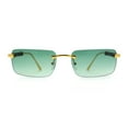 thumbnail image 5 of Mens Luxury Hip Hop Rapper Beveled Rimless Narrow Rectangle Sunglasses Gold - Green, 5 of 8