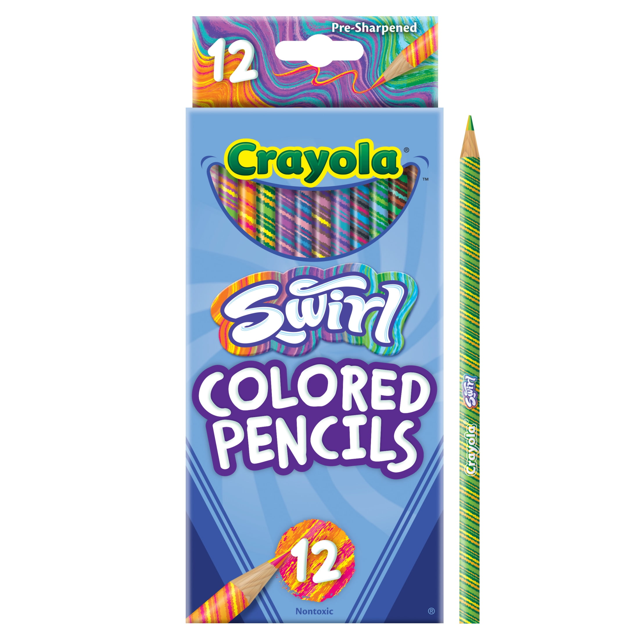 (2 pack) Crayola Swirl Colored Pencils, 12ct, Multicolored Rainbow Pencils, Back to School Supplies for Kids, Classroom Supplies for Teachers, Gifts for Educators, Ages 3+