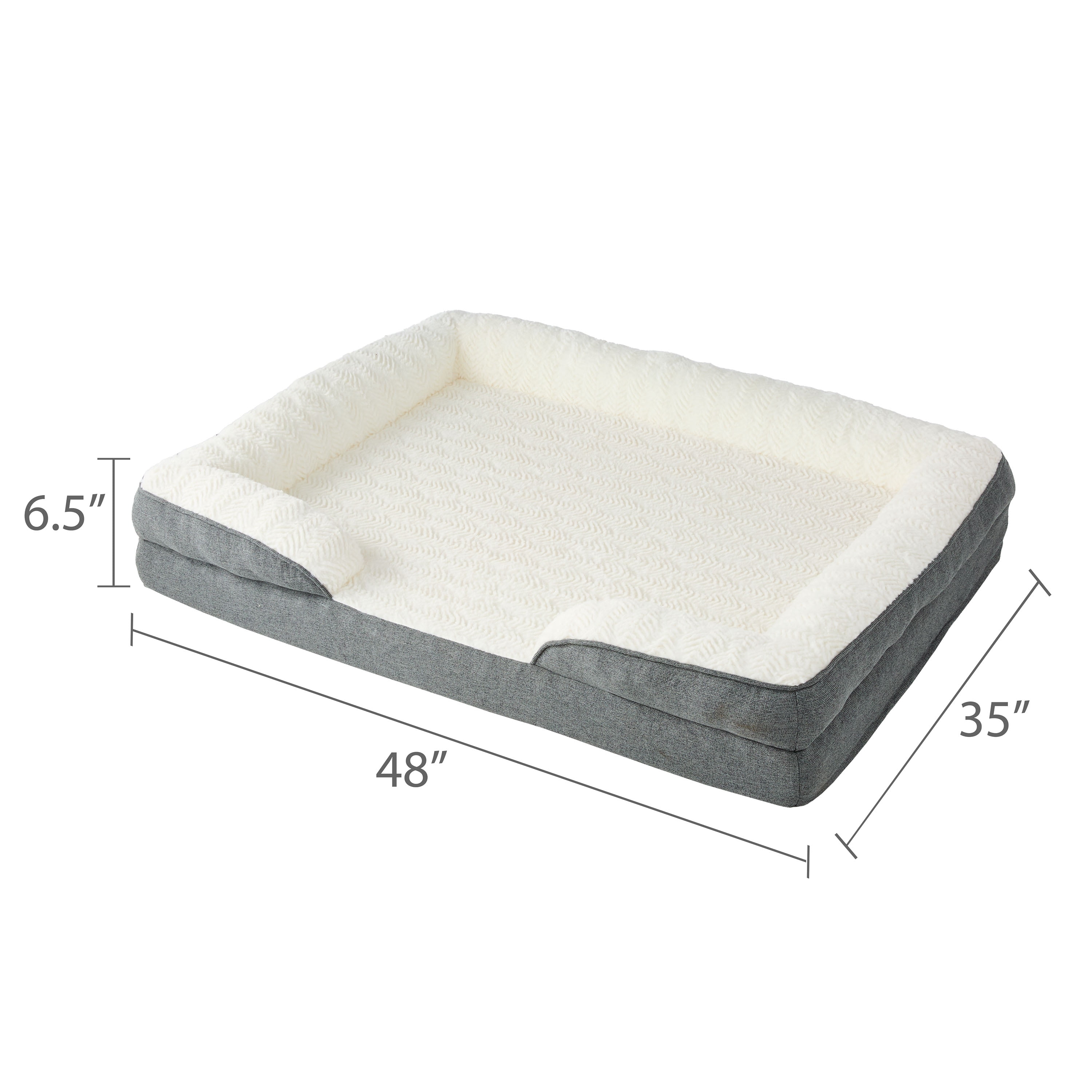Vibrant Life Extra Large Orthopedic Bolster Dog Bed, Gray, 35" x 48"