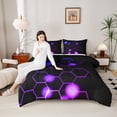 thumbnail image 4 of Homewish Geometric Honeycomb 3 Pieces Queen Comforter Set for Teens Boys Girls,Abstract Gradient Hexagon Ultra Soft Bedding Sets,Purple Blue Bedding Comforter Set Breathable,Lightweight Room Decor, 4 of 8