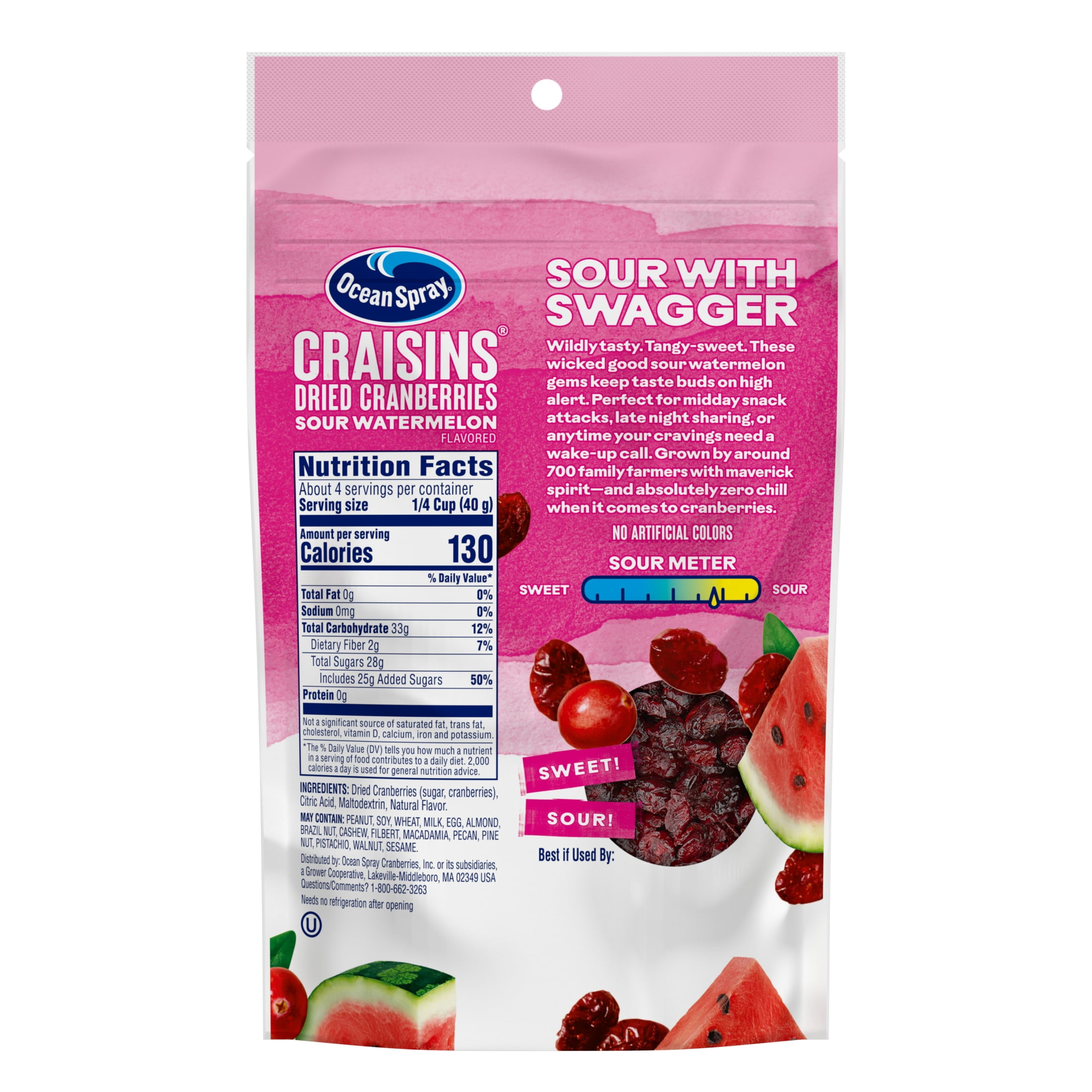 Ocean Spray® Sour Watermelon Flavored Craisins® Dried Cranberries, 6oz