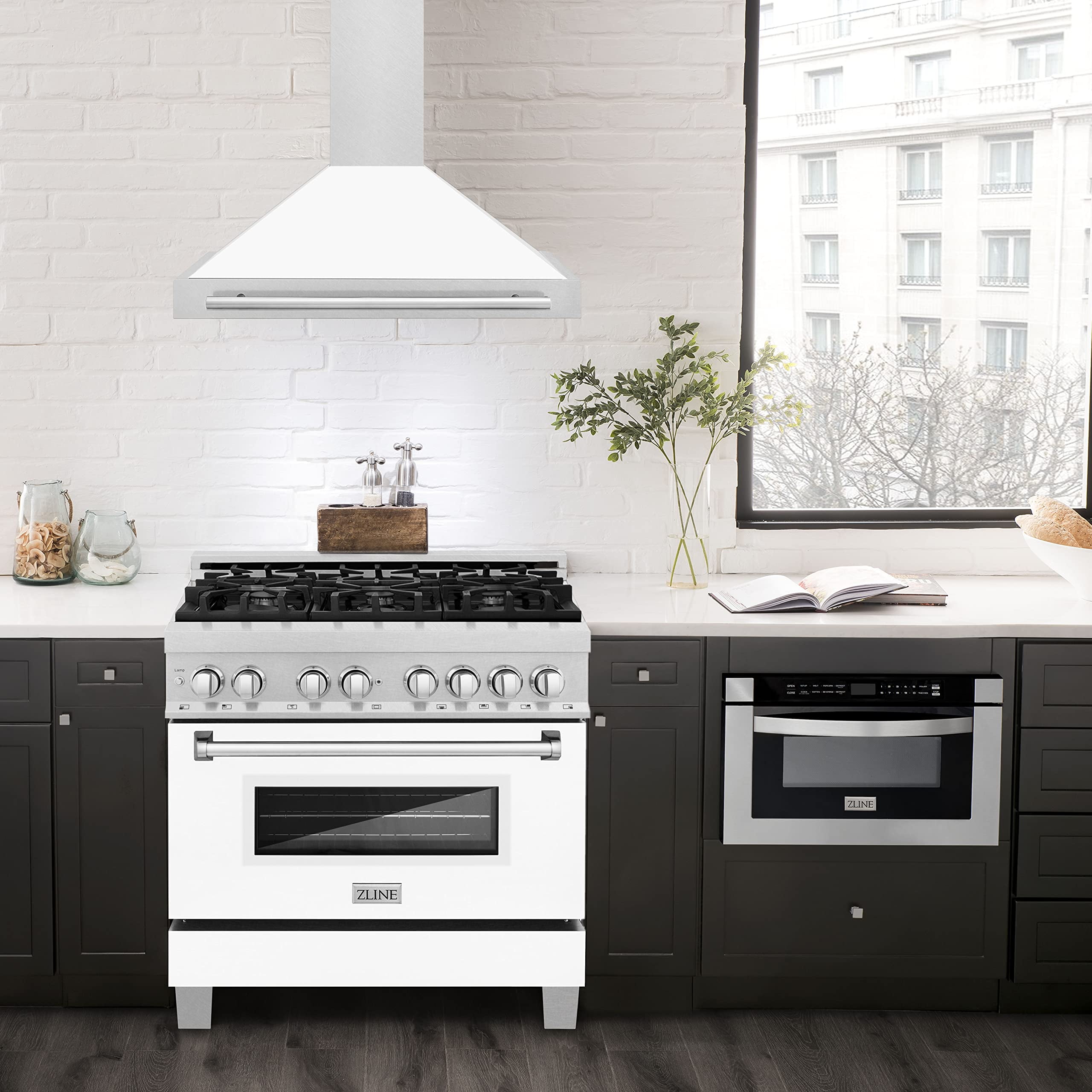 ZLINE 36 DuraSnow Stainless Steel Range Hood with White Matte Shell (KB4SNX-WM-36)