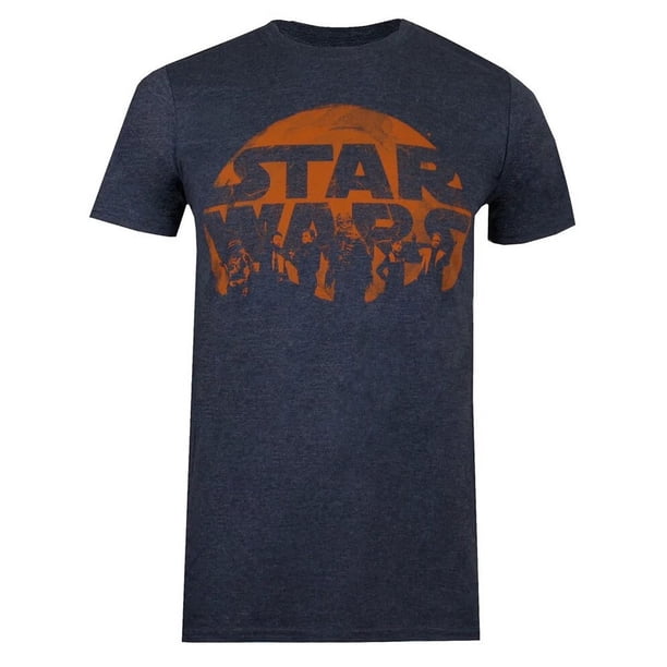 Star Wars - Camiseta Atardecer de Algodón para Hombre (Azul Marino de Brezo)