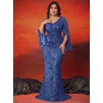 thumbnail image 4 of AURA Plus Size Sequin Evening Dress Long Sleeve Mermaid Formal Party Gown 0XL-4XL, 4 of 7
