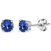 IPARIS Sterling Silver 4mm Royal Blue Stud Earrings Made with Swarovski Crystals