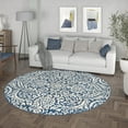 thumbnail image 7 of Madison Traditional 8' Round Dark Blue Polypropylene Indoor Area Rug, 7 of 7