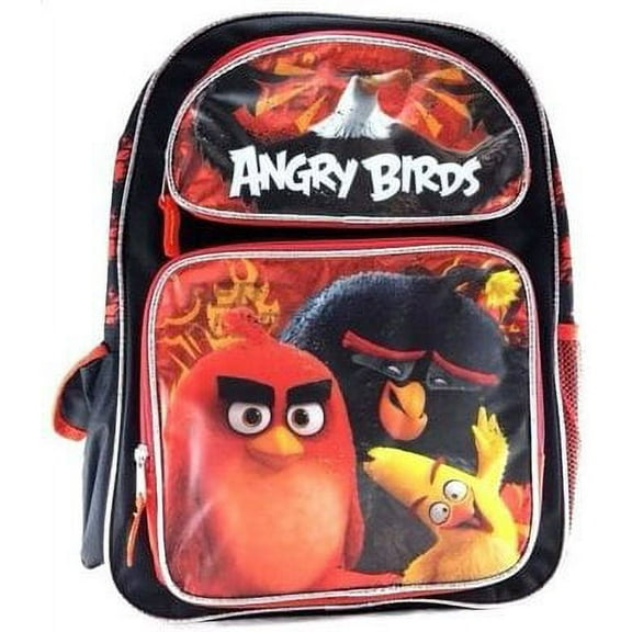 Backpack - Angry Birds Movie - Red/Black Canvas Red 16" School Bag New 141152