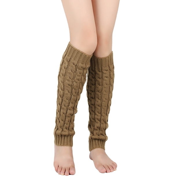 Zhuge 2 pares de calcetines de lana de punto cálidos de otoño e invierno, calcetines de pelo retorcido de masa frita de 8 palabras, calcetines cálidos de punto de invierno (marrón claro)
