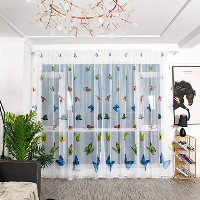 Limited Time Violete Trees Sheer Curtain Window Voile Drape Valance Fabric