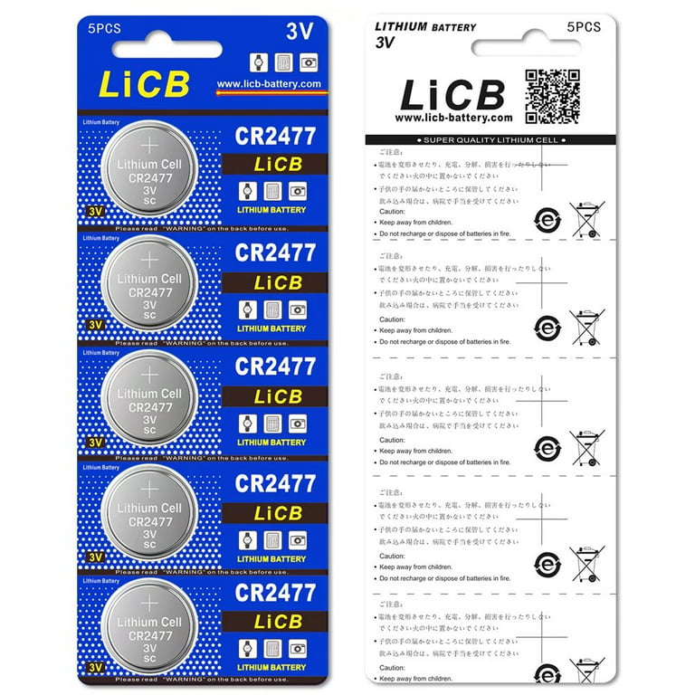 LiCB CR2477 3V Lithium Batteries CR 2477 Coin Cell Battery (5 Pack