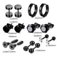 thumbnail image 3 of POINTERTECK 7 Pairs Stainless Steel CZ Stud Earrings for Women and Men, Huggie Hoop Earrings Ear Piercing, Black, 3 of 6