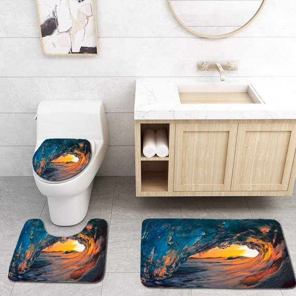 Chaplle Frozen Fire 3 Piece Bathroom Rugs Set Bath Rug Contour Mat And Toilet Lid Cover Walmart Com Walmart Com