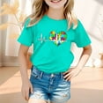 thumbnail image 2 of Toddler Child Girls Tee Short Sleeved T Shirt Cartoon Flowers Printed Pure Color Crewneck Casual Tops size 5-6T, 2 of 4
