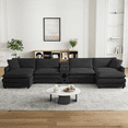 thumbnail image 3 of Rophefx 162.6" Modern U Shaped Sectional Sofa, Velvet Deep Seat Cloud Couches with Ottoman, Central Console and Double Layer Cushion, 3 of 8