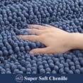 thumbnail image 6 of Ileading Ultra Soft Bathroom Rug Set 3 Pieces, Non Slip Thick Chenille Striped Bath Mat, Absorbent Plush Shaggy Bath Rugs for Bathroom, Haze Blue, 6 of 8