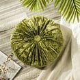 thumbnail image 2 of Phantoscope Crushed Velvet Pleated Round Pumpkin Floor Pillow Series Decorative Throw Pillow, 16" x 16" Round, Light Green, 1 Pack, 2 of 6
