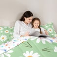 thumbnail image 4 of Homewish Kids Green Cartoon Bedding Comforter Set 7pcs, Groovy Flower Floral Queen Bedding Sets, Kawaii Princess Style Reversible Queen Sheet Sets, Lightweight Room Decor, 4 of 7