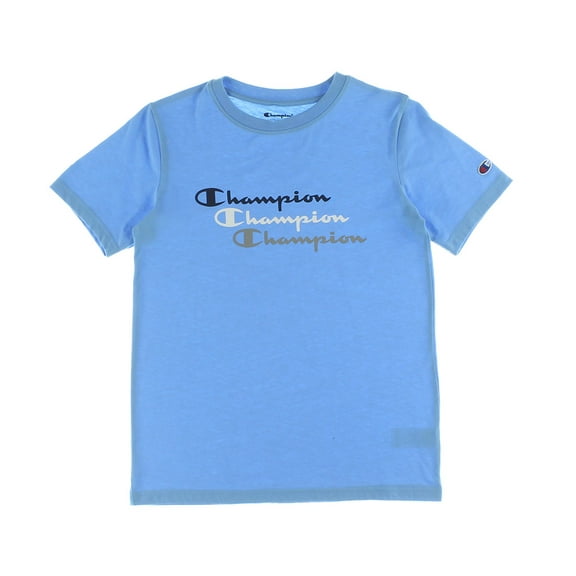 Champion Triple Script T-Shirt and Shorts Boys Clothing Set Size L, Color: Light Blue/Blue