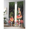 thumbnail image 4 of Watercolor Red Mushroom Sheer Curtains 2 Panels Set Fox Eucalyptus Leaf Butterfly Lihgt Filtering Rod Pocket Voile Drape, Semi Sheer Window Curtains for Bedroom Living Room, 52"x84", 4 of 5