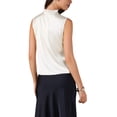 thumbnail image 3 of INSPIRAR CHIC Blusa de Satén para Mujer Elegante Sin Mangas con Pliegues Cuello Mock con Volantes Sólido Blusa de Trabajo Top de Seda XS Champagne, 3 of 6