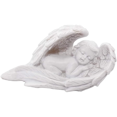 Sleeping Baby Angel Statue Cherub in Wings Feathers Statue Figurine ...