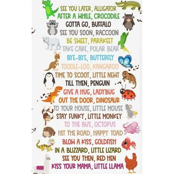 Nursery Wall Decor Girl See You Later Alligator Goodbye Classroom Poster Educational Wall Art Preschool Playroom Home Decor poster