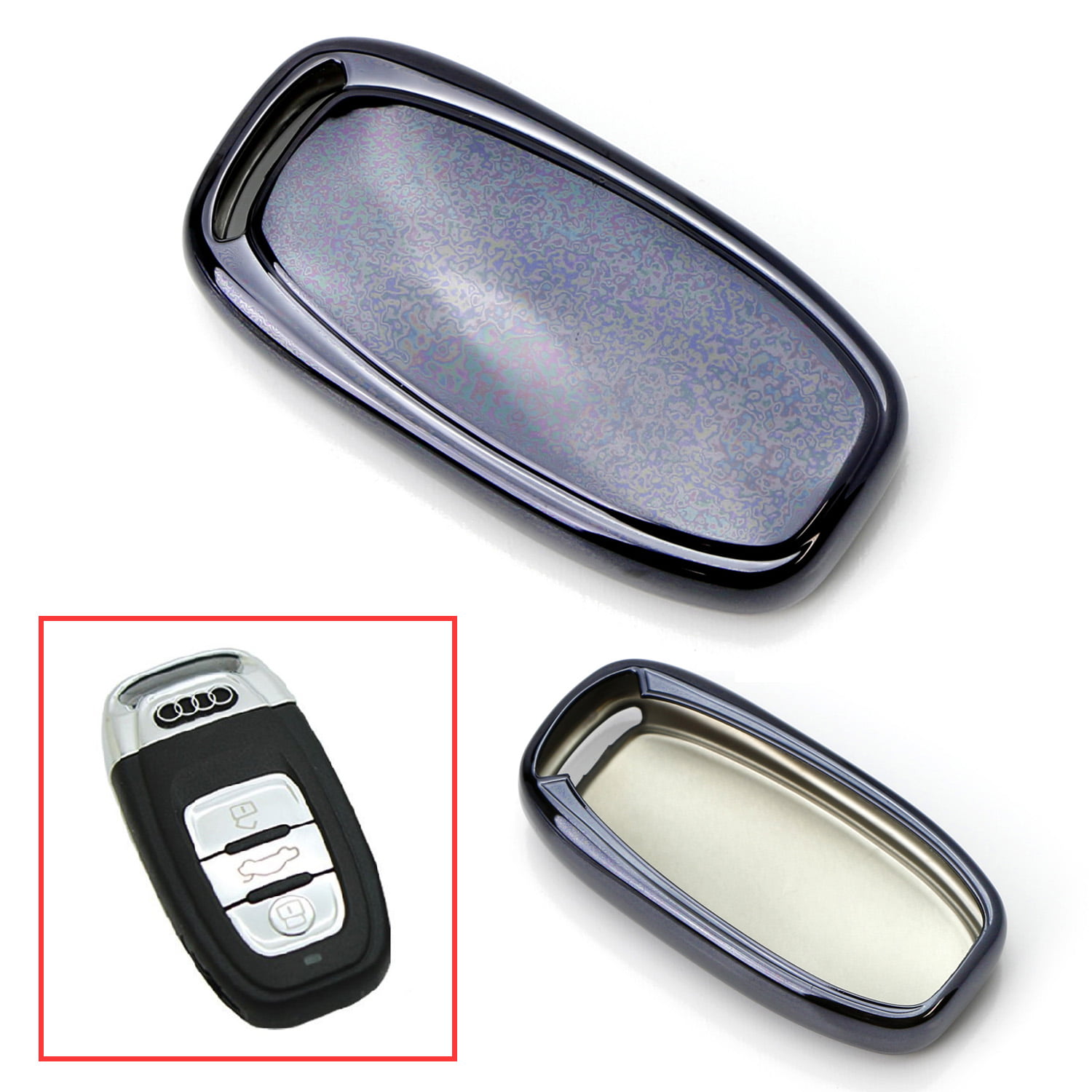 chrome tpu smart remote Key Fob Case Cover for Audi Q7 A4L TTS TT A3 A5 A6 Q3 Q5 
