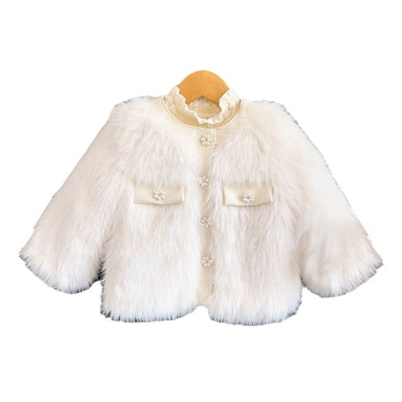 

APEXFWDT Girls Furry Dress Coat Flower Girl Bolero Jacket Princess Cape Winter Girls Princess Bolero Shrug Party Wedding Dress Up