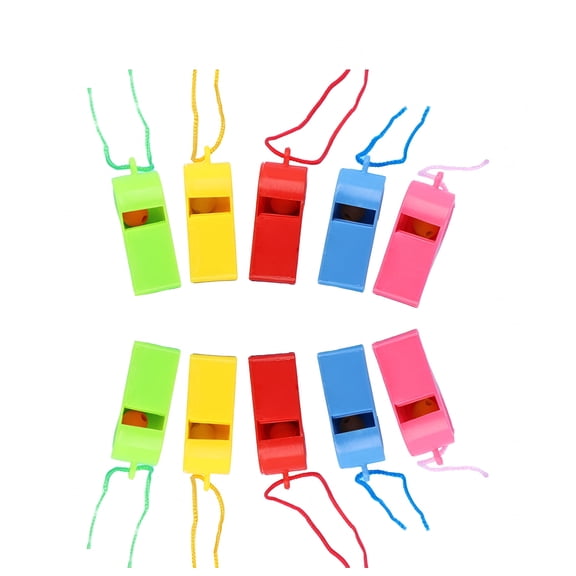 BESTSKY 24Pcs Plastic Whistles Colorful Cheering Refueling Whistles Referee Whistles Kids Toy Sporting Goods (Random Color)(with Rope)