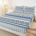 thumbnail image 3 of Manfei Retro Aztec Bed Sheets,Boho bohemian Style King Sheets,Blue Beige Sheet Set For Adults,Microfiber Bedroom Decor,4-Piece, 3 of 7