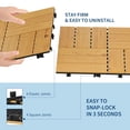 thumbnail image 3 of EuKer 22 Pcs Interlocking Deck Tiles, Acacia Wood Flooring for Patio, Balcony, Poolside, Yellow (21 Sq.ft Total Coverage), 3 of 7