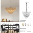 thumbnail image 2 of Luxurious Bohemian Rattan Chandelier - Woven Pendant Light Fixture with Adjustable Chain for Dining, Living Room, Bedroom - Antique Wood Finish, Unique Tiered Design (Wood,5-Tier), 2 of 9