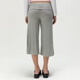 thumbnail image 4 of Gaucho Pants for Women Fold Over Flowy Low Rise Wide Leg Capri Pants Casual Stretch Cropped Pant Gray S, 4 of 6