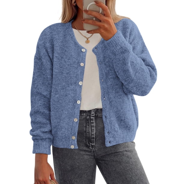Suéter PRETTYGARDEN Azul con Botones Ligero XL
