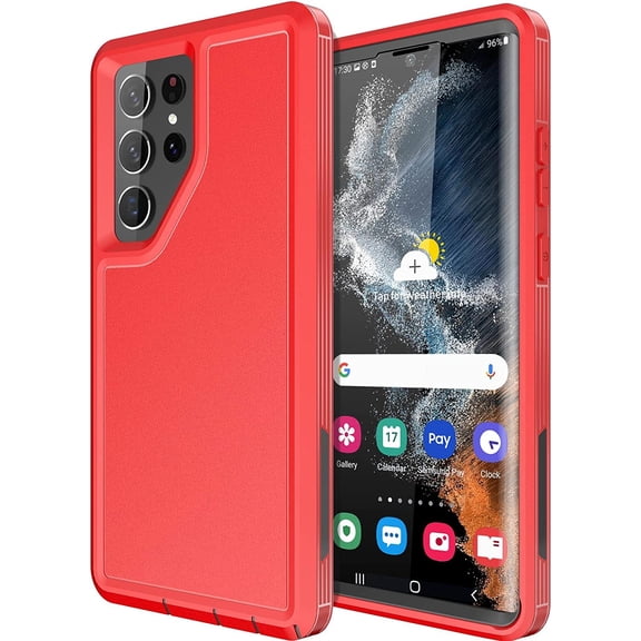 for Samsung Galaxy S22 Ultra Case,Shockproof Dropproof DustProof Full Body Protection Case,Heavy Duty Protection Phone Case Cover for Samsung Galaxy S22 Ultra (Red)