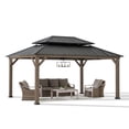thumbnail image 3 of Sunjoy 12x16 Outdoor Cedar Wood Gazebo with Galvanized Steel Roof, Mosquito Netting, 3 of 12