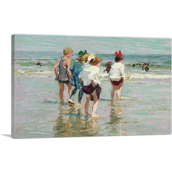 ARTCANVAS Summer Day Brighton Beach Canvas Art Print by Edward Henry Potthast - Size: 40" x 26" (0.75" Deep)
