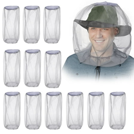 EEEkit 12pcs Mosquito Head Nets, Lightweight Face Screen Mesh Protect from No-See-Um, Midges and Gnats