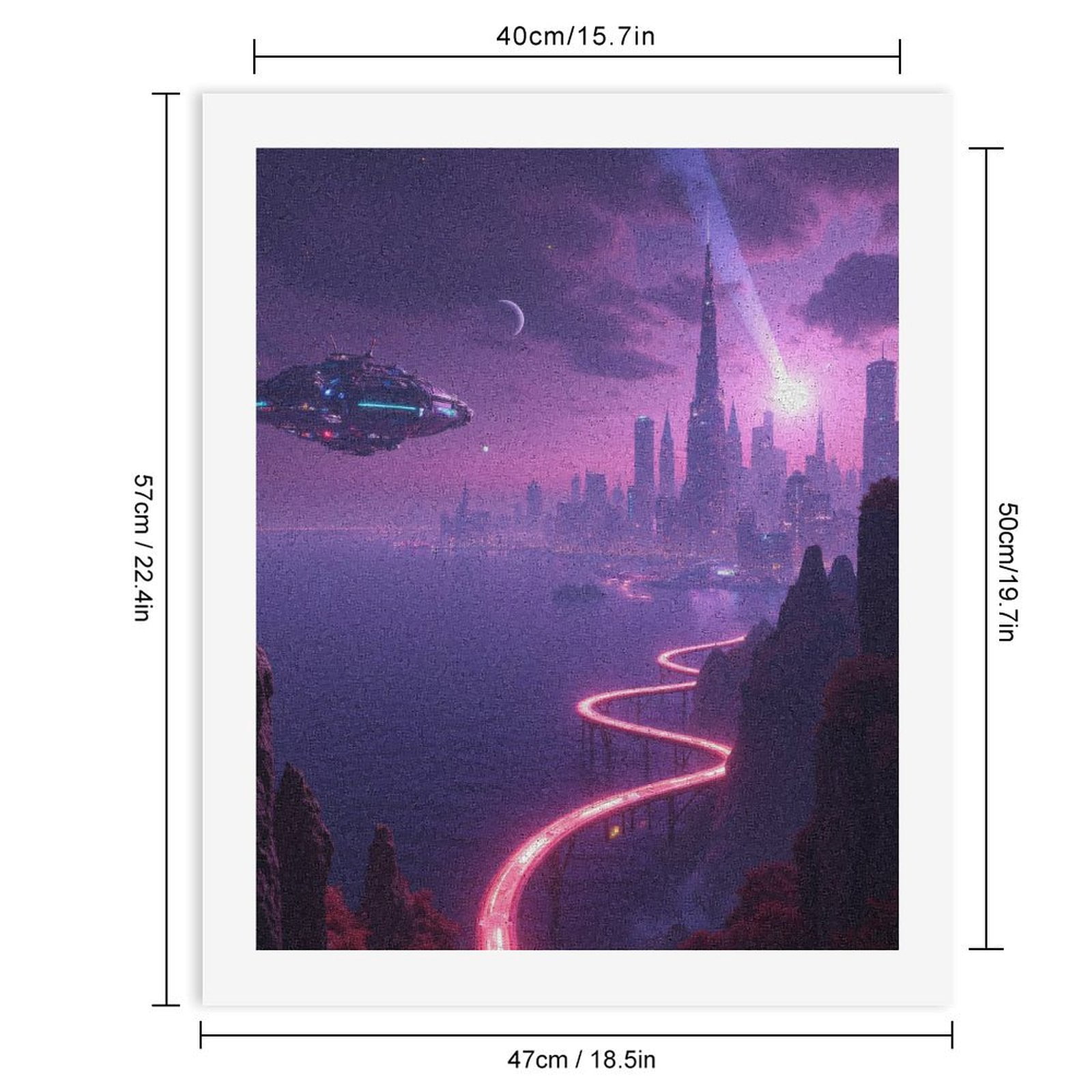 Paint by Numbers Kit for Adults, Fantasy City Nightscape Alien Ship Paint by Numbers, Easy Paint by Numbers Kit for Adults Beginner, DIY Adult Paint by Number Kits on Canvas, Home Decor