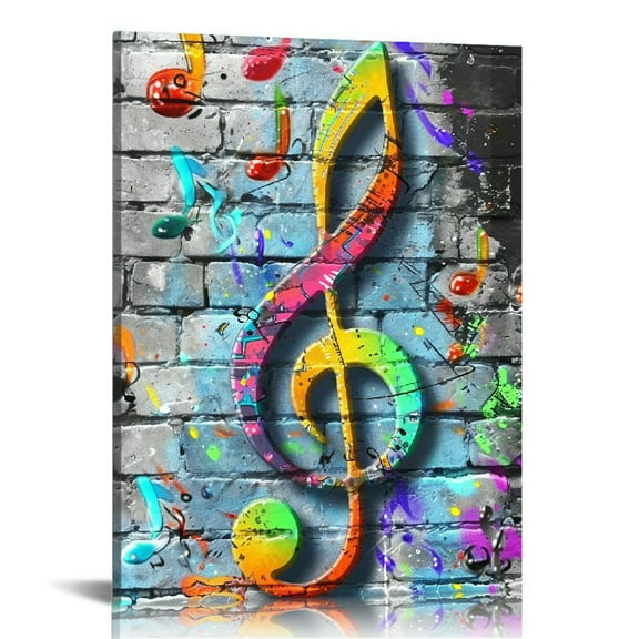 COMIO Music Wall Art Decor Musical Notes Painting Prints Graffiti Canvas Artwork Rustic Classroom Music Room Decoration