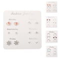 thumbnail image 2 of Grandest Birch 6 Pairs Women Snowflake Heart Star Leaf Faux Gem Ear Stud Earrings Jewelry Gift Alloy, Faux Gem Clear, 2 of 8