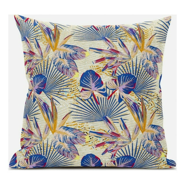 Plant Illusion Faux Suede Throw Fabric Pillow in Gray Yellow 18x18