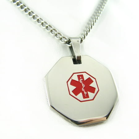 MyIDDr - Pre-Engraved Heart Patient Stainless Steel Medical Alert ID Necklace, Free ID Card Incd - USA