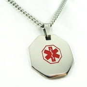 MyIDDr - Pre-Engraved Heart Patient Stainless Steel Medical Alert ID Necklace, Free ID Card Incd - USA Seller