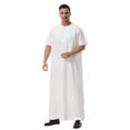 thumbnail image 5 of Gamivast Mens Short Sleeve Shirts Embroidery Zip Neck Kaftan Robe Dress Shirts Muslim Fashion Thobe Jubba Casual Shirts Loose Fit Summer Prayer Wear, 5 of 7