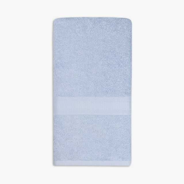 Light blue Mainstays Basics solid hand towel featuring a textured horizontal band near the bottom.