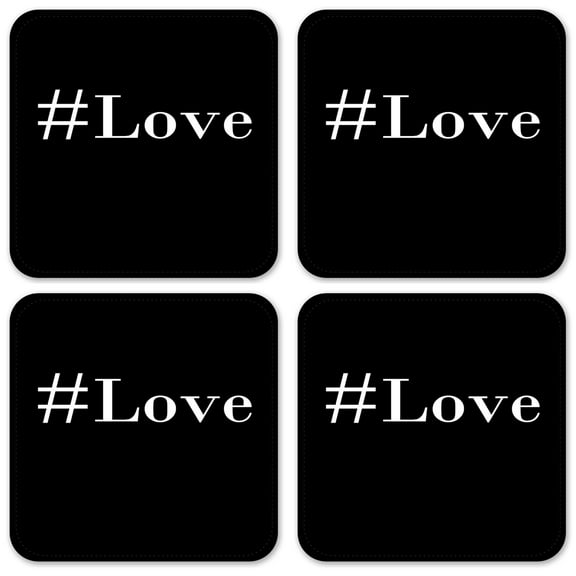 Vinyl Drink Coasters - Set of 4 - #Love