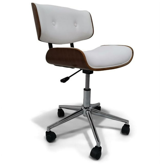 Simpli Home Dax Swivel Adjustable Executive Computer Bentwood Office Chair in White