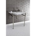 thumbnail image 2 of Kingston Brass KVPB37227W86 Dreyfuss 37" Ceramic Console Sink with Stainless Steel Legs (8-Inch, 3-Hole), White/Polished Nickel, 2 of 8