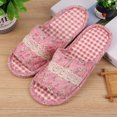 thumbnail image 1 of Pantuflas de mujer de doble capa acolchadas coreanas antideslizantes para primavera, verano, otoño e invierno, para interiores y hogares, de tela de algodón, 1 of 6